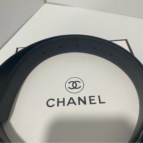 Chanel Black Leather Silver Belt SZ 85 main image 5